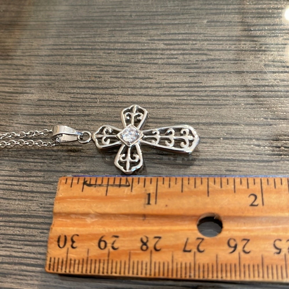 Vintage Stainless Steel JACMEL Filigree Cross Necklace - Picture 6 of 16